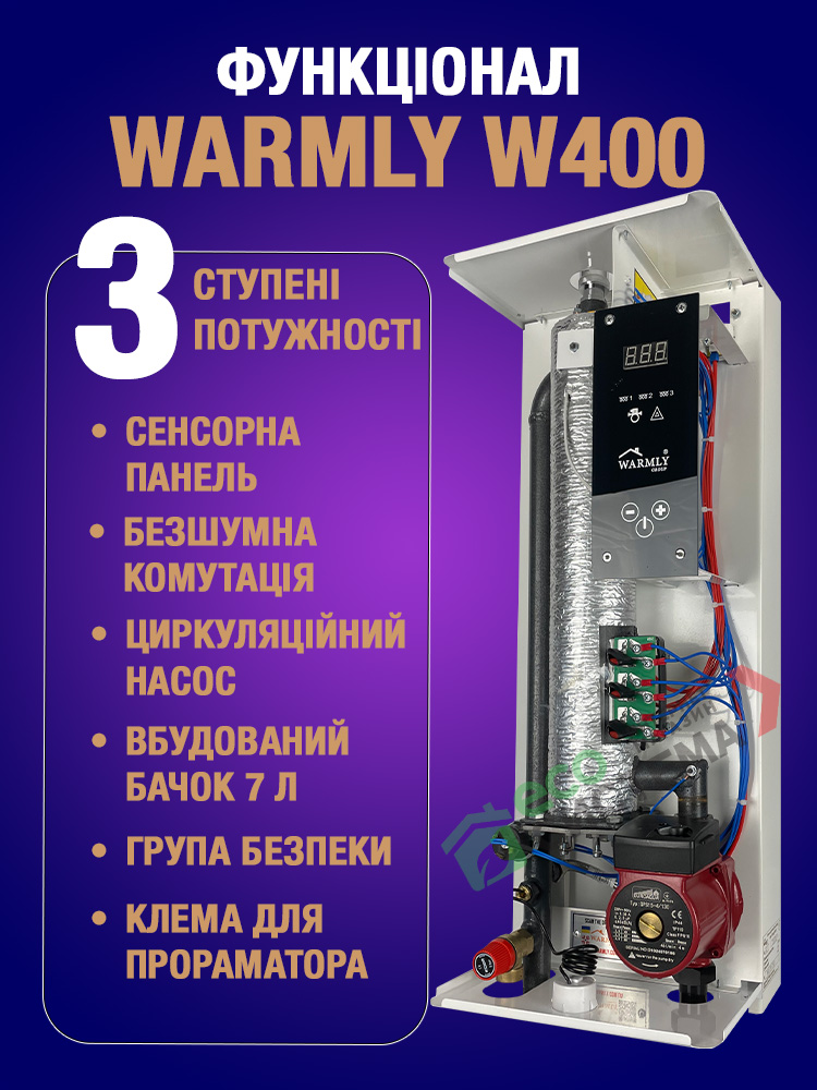 Електричні котли Warmly W400 функціонал